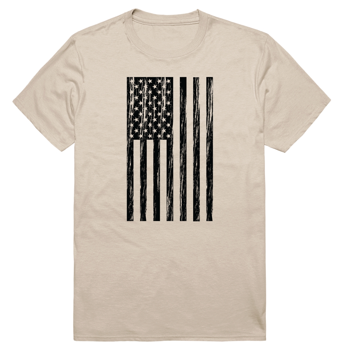 AM3-224-SND-01 America Basic Flag Vertical Short Sleeve T-Shirt, Sand - Small
