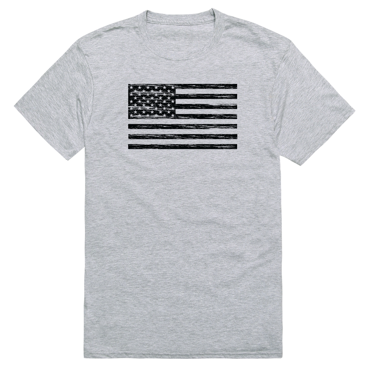 AM3-225-HGY-02 America Basic Flag Horizontal Short Sleeve T-Shirt, Heather Gray - Medium
