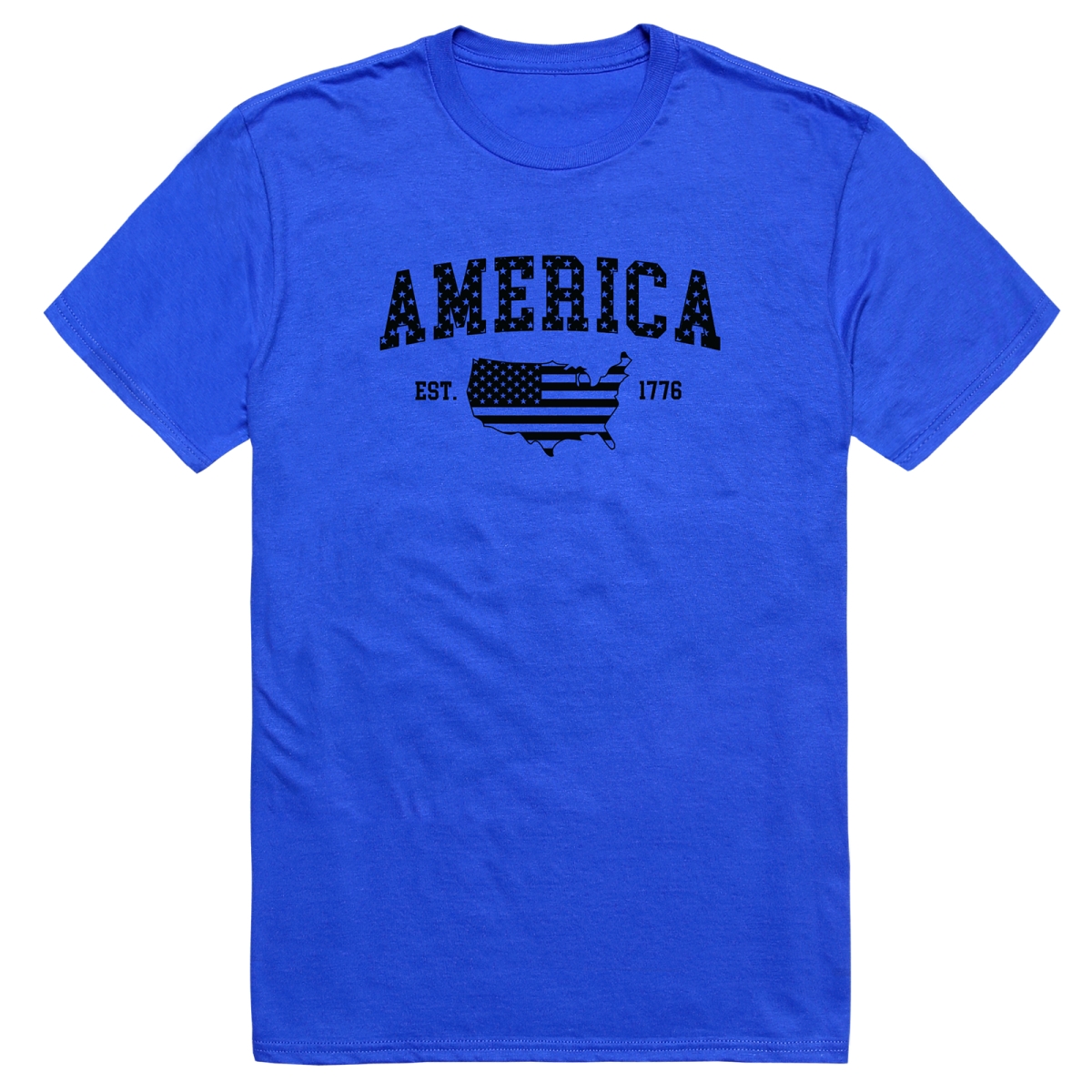 AM3-226-RYL-03 Basic America 1776 Short Sleeve T-Shirt, Royal Blue - Large