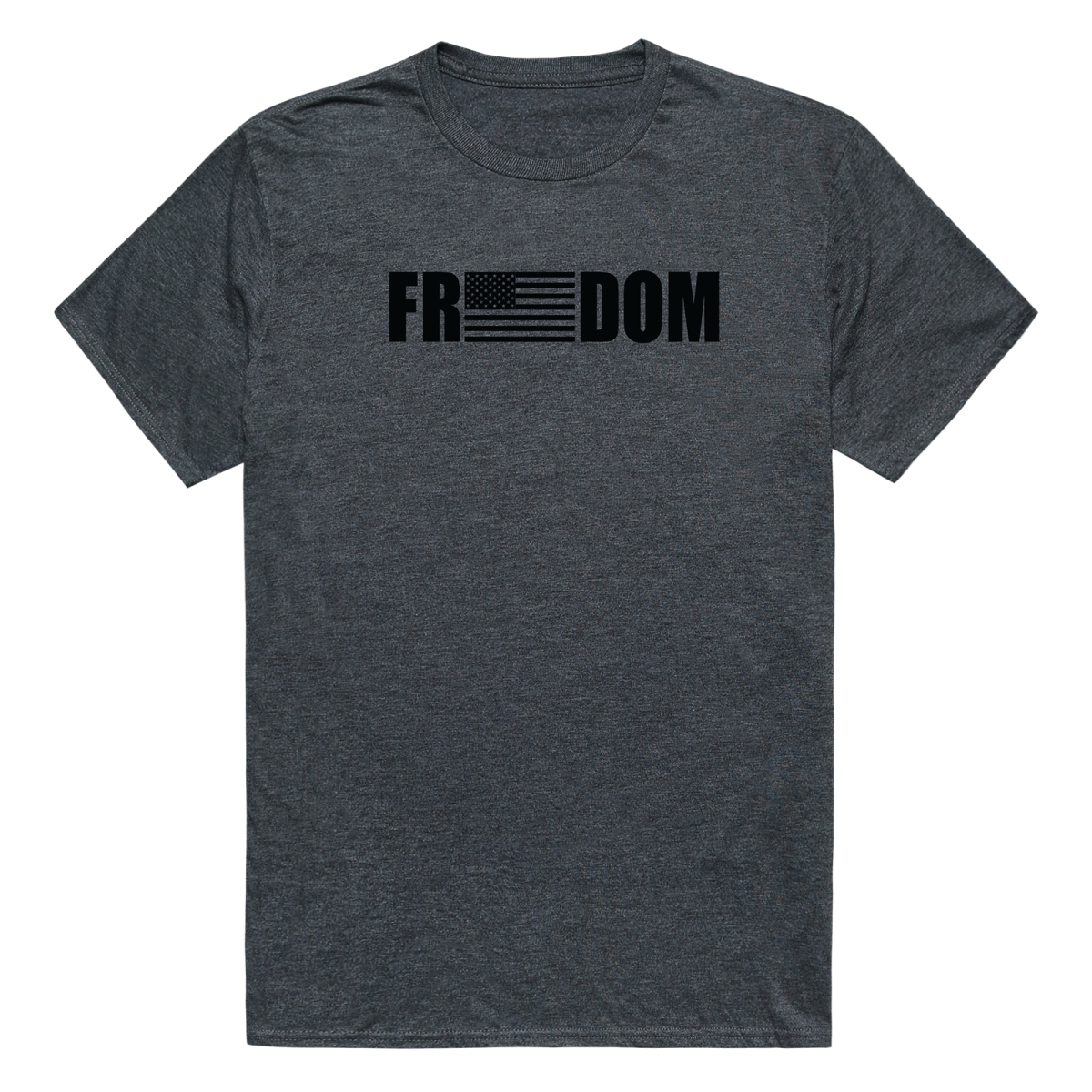 AM3-233-HCH-02 America Basic Freedom Flag Short Sleeve T-Shirt, Heather Charcoal - Medium