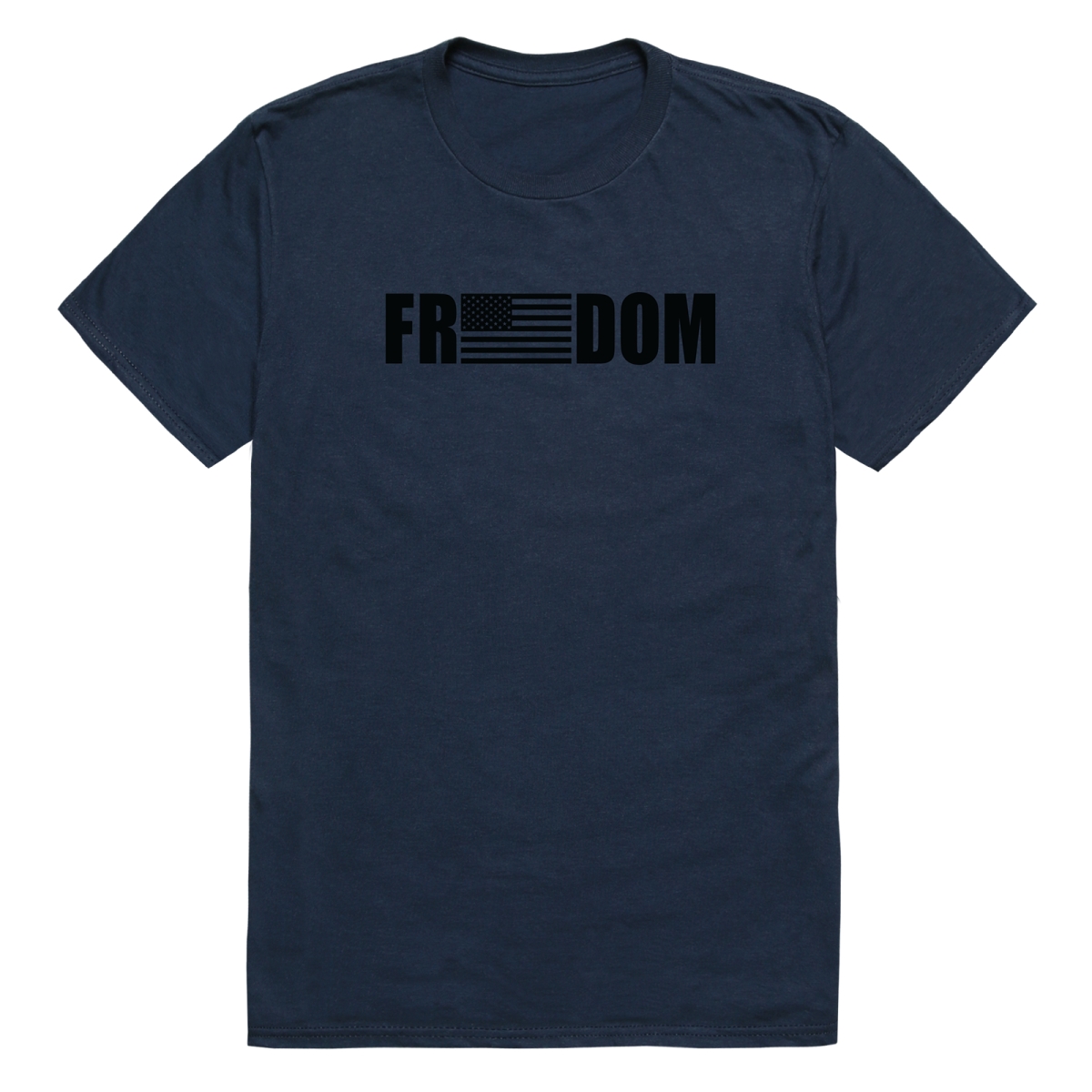 AM3-233-NVY-02 America Basic Freedom Flag Short Sleeve T-Shirt, Navy - Medium