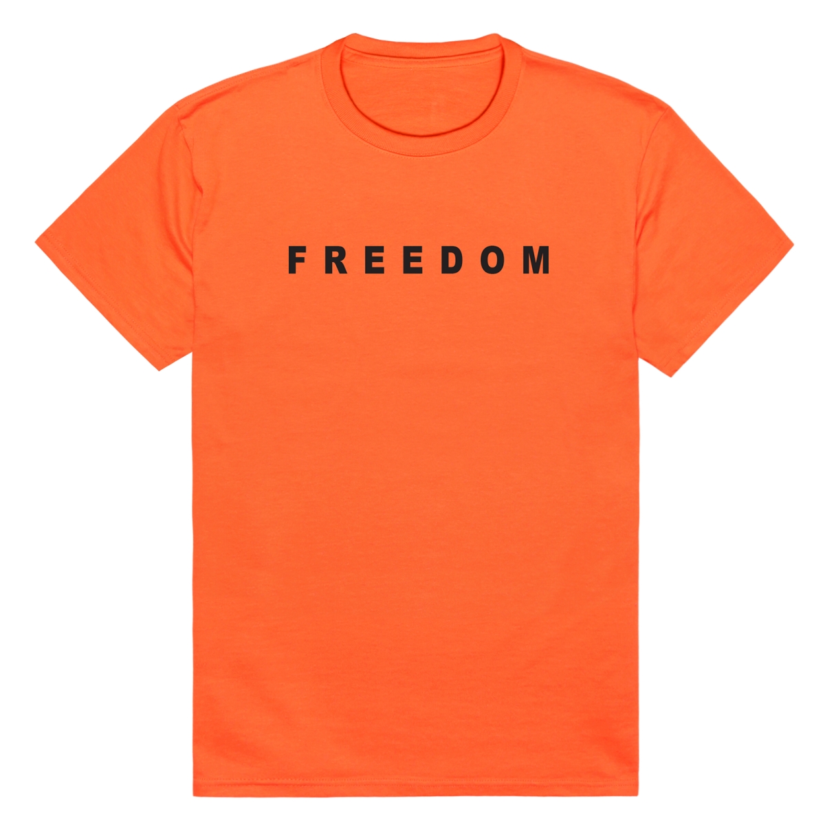 AM3-234-ORN-01 America Basic Freedom Text Freedom Short Sleeve T-Shirt, Orange - Small