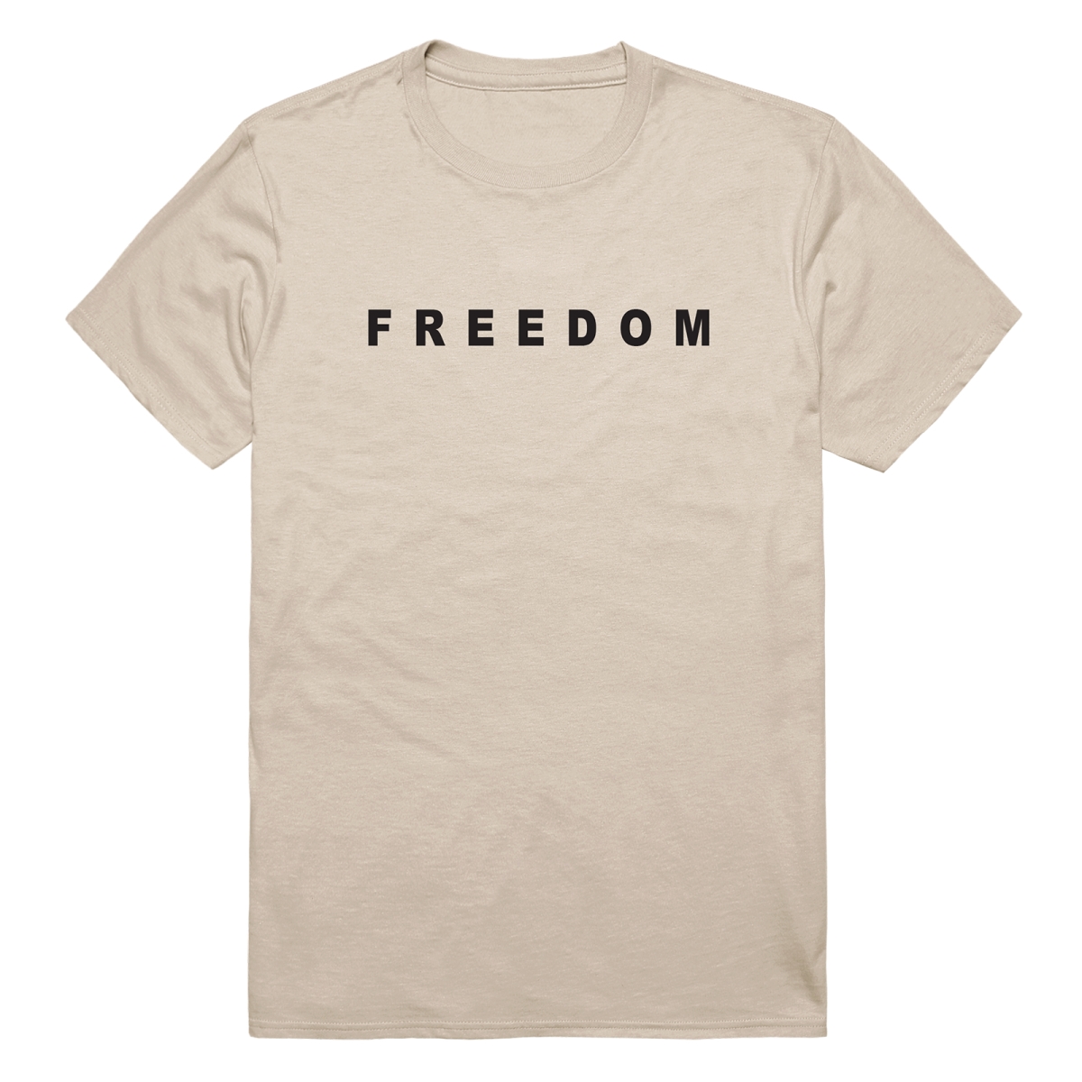 AM3-234-SND-01 America Basic Freedom Text Freedom Short Sleeve T-Shirt, Sand - Small