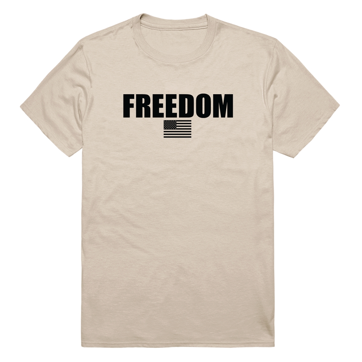 AM3-235-SND-02 America Basic Freedom US Flag Short Sleeve T-Shirt, Sand - Medium