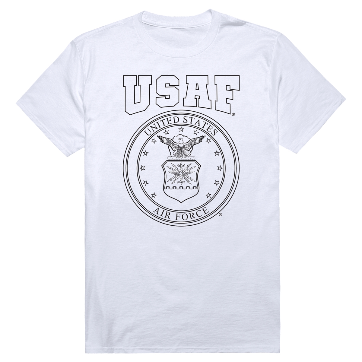 AM5-AF8-WHT-04 Basic Military US Air Force 8 Short Sleeve T-Shirt, White - Extra Large