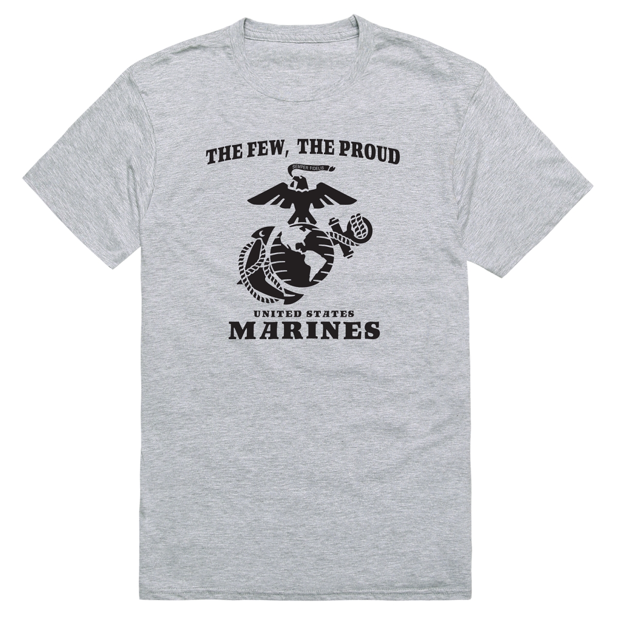 AM5-MC5-HGY-03 Basic Military US Marines 5 Short Sleeve T-Shirt, Heather Gray - Large