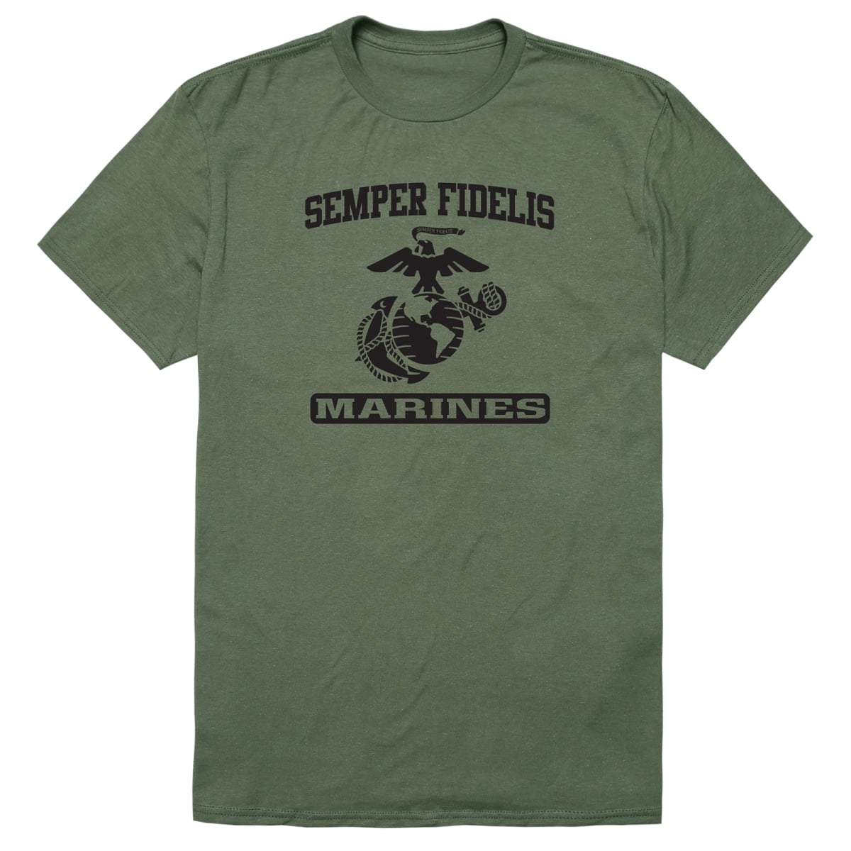 AM5-MC9-OLV-03 Basic Military US Marines 9 Short Sleeve T-Shirt, Olive - Large