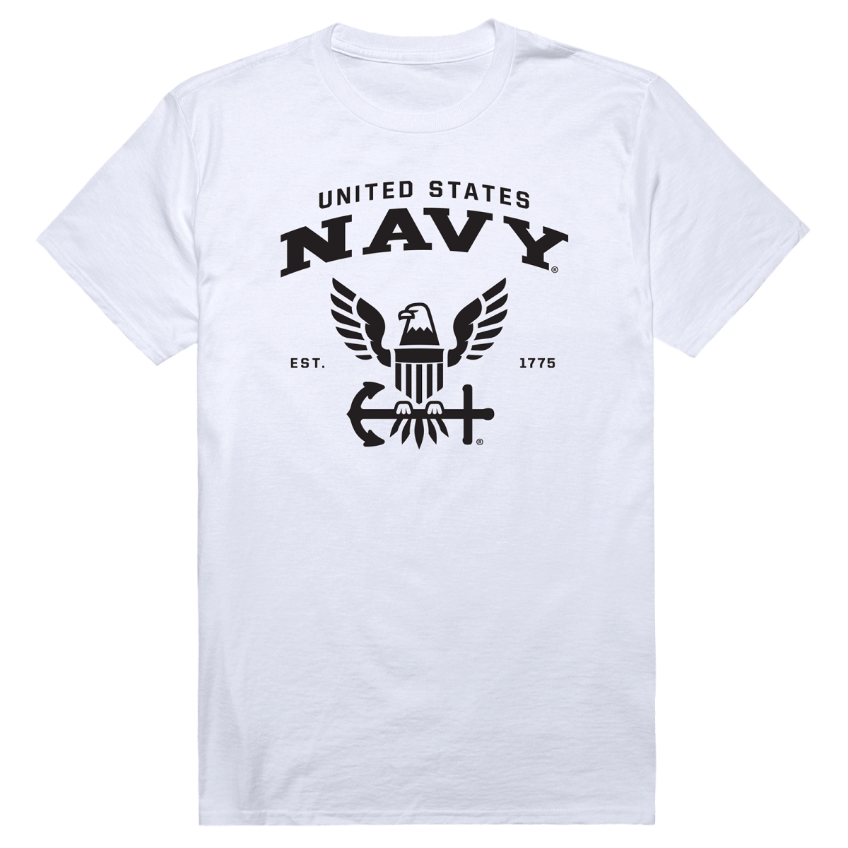 AM5-NA2-WHT-01 Basic Military US Navy 2 Short Sleeve T-Shirt, White - Small