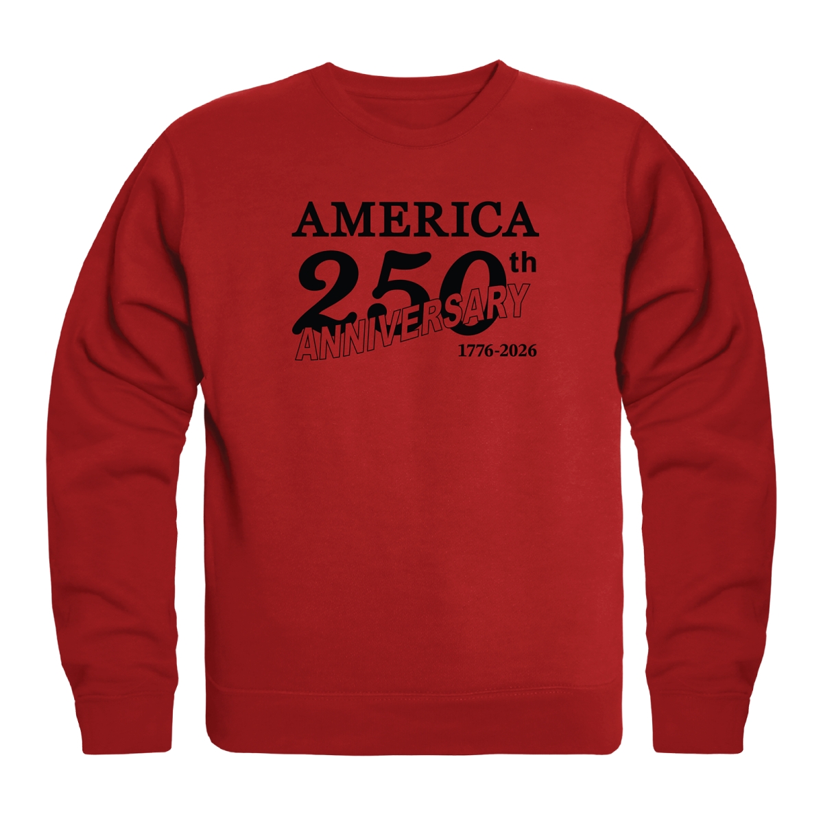 AN5-240-RD2-01 America Anniversary Crewneck Long Sleeve T-Shirt, Red - Small