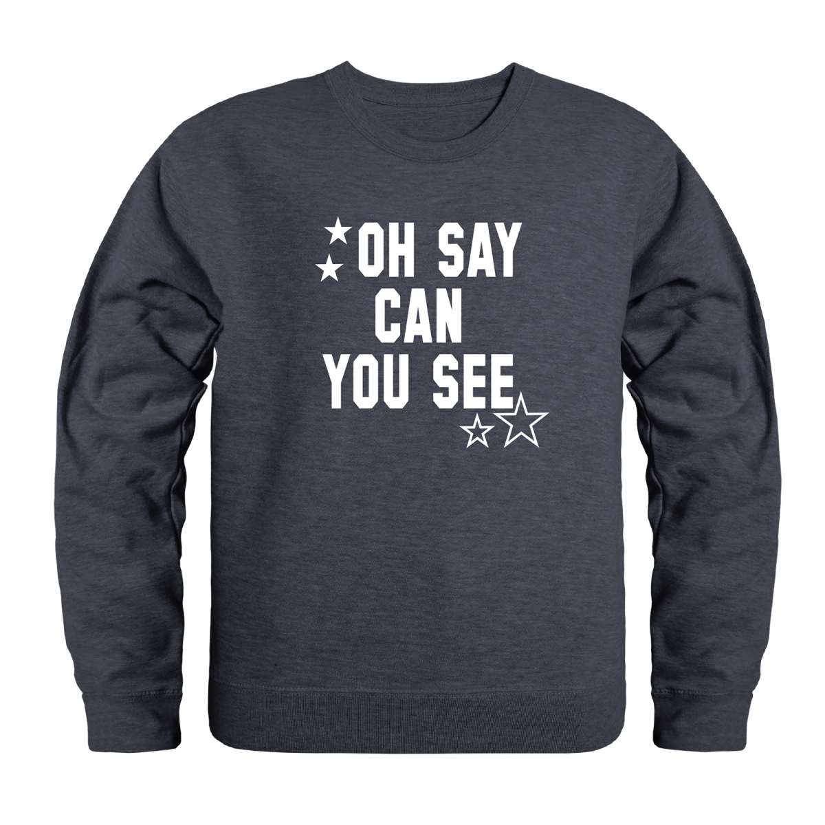 AN5-252-HCH-02 America Anniversary Oh Say Can You See Crewneck Long Sleeve T-Shirt, Heather Charcoal - Medium