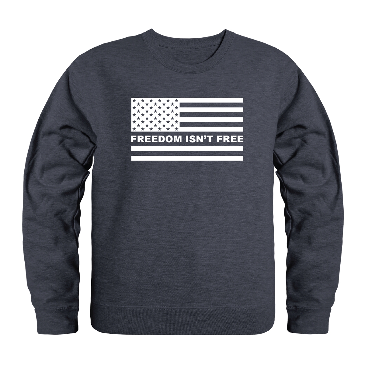 AN5-253-HCH-03 America Anniversary Freedom is Not Free Crewneck Long Sleeve T-Shirt, Heather Charcoal - Large