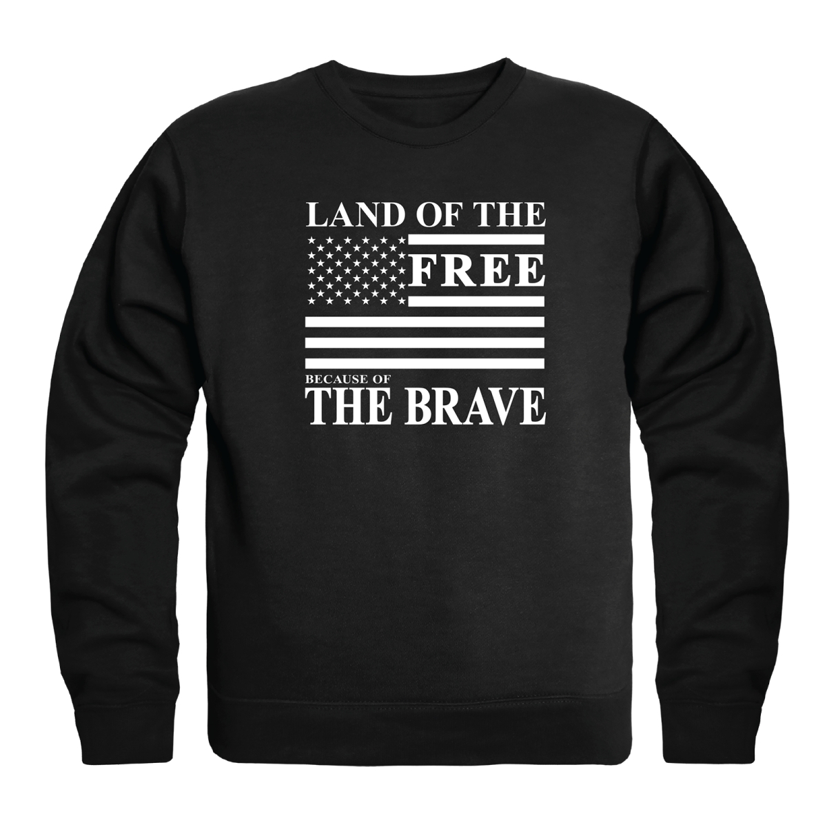 AN5-260-BLK-04 America Anniversary Land of the Free Crewneck Long Sleeve T-Shirt, Black - Extra Large