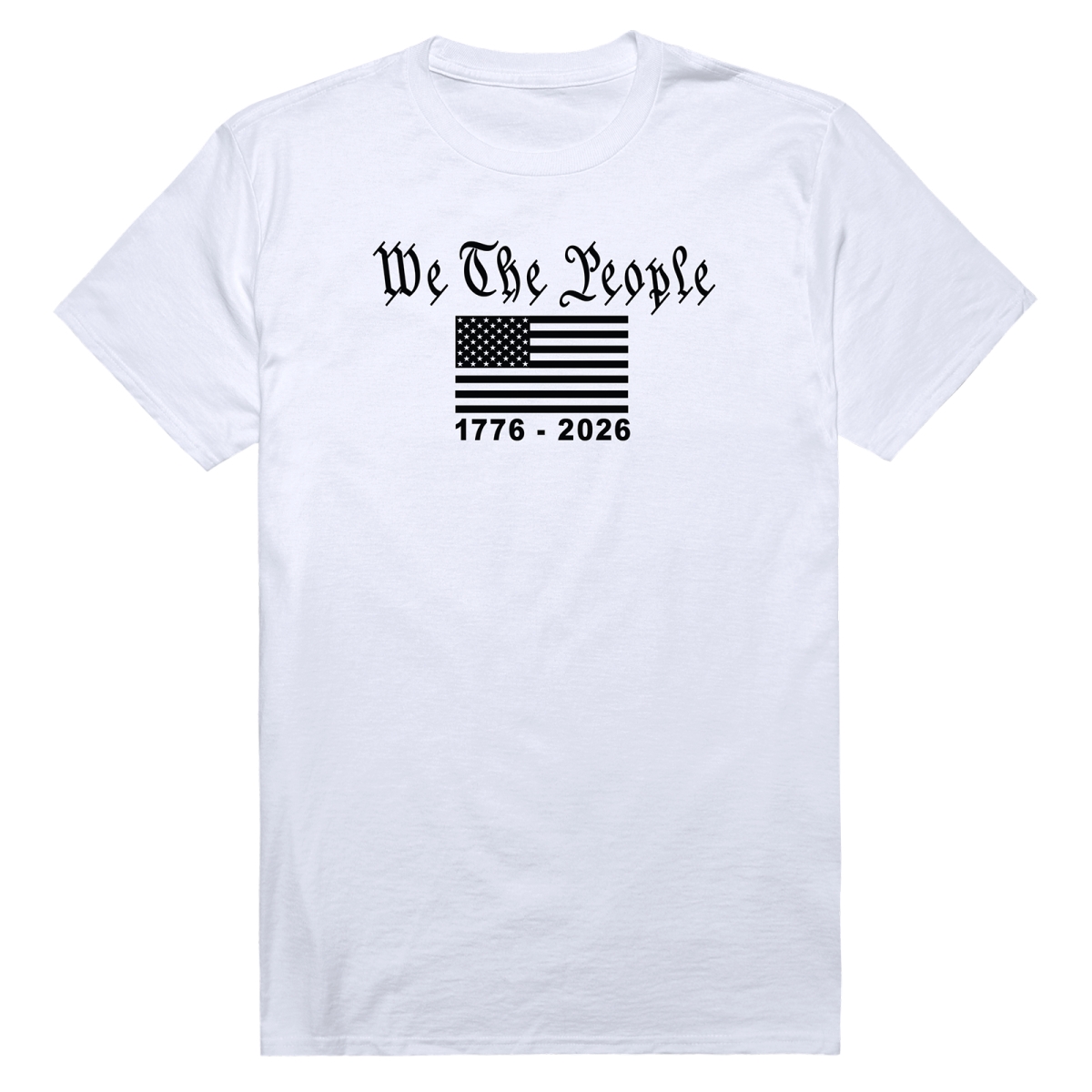 AN3-254-WHT-02 America Anniversary We the People Flag Short Sleeve T-Shirt, White - Medium