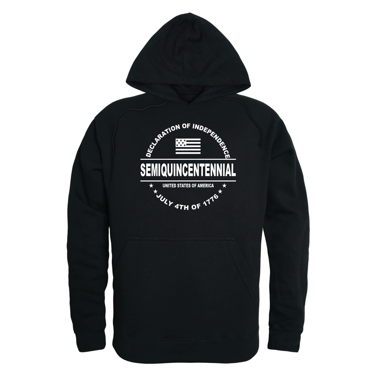 AN4-249-BLK-02 America Anniversary Declaration Long Sleeve Hoodie, Black - Medium