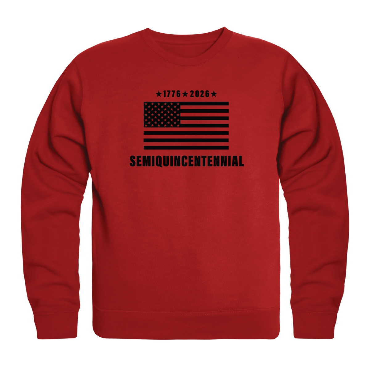 AN5-238-RD2-04 America 250 Years Anniversary Crewneck Long Sleeve T-Shirt, Red - Extra Large