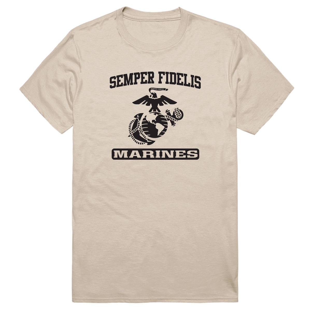 AM5-MC9-SND-01 Basic Military US Marines 9 Short Sleeve T-Shirt, Sand - Small