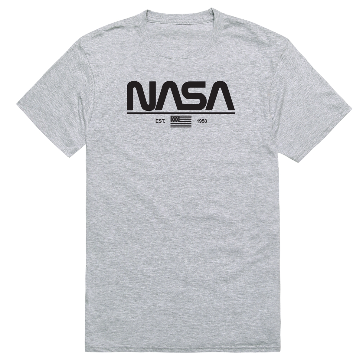 AM5-NS5-HGY-02 Basic Military NASA 5 Short Sleeve T-Shirt, Heather Gray - Medium