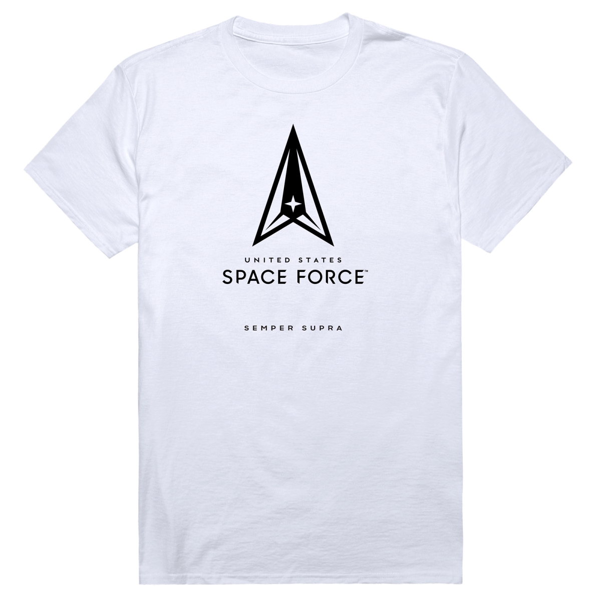 AM5-SF7-WHT-01 Basic Military Space Force 7 Short Sleeve T-Shirt, White - Small