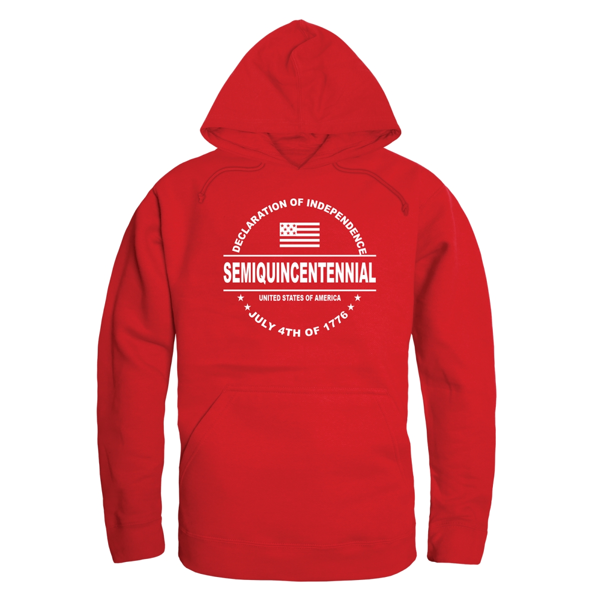 AN4-249-RED-02 America Anniversary Declaration Long Sleeve Hoodie, Red - Medium