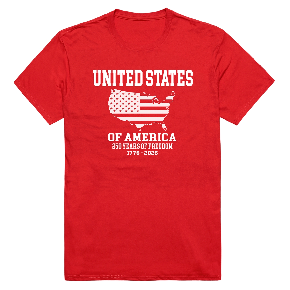 AN3-247-RED-02 America Anniversary US Map Short Sleeve T-Shirt, Red - Medium
