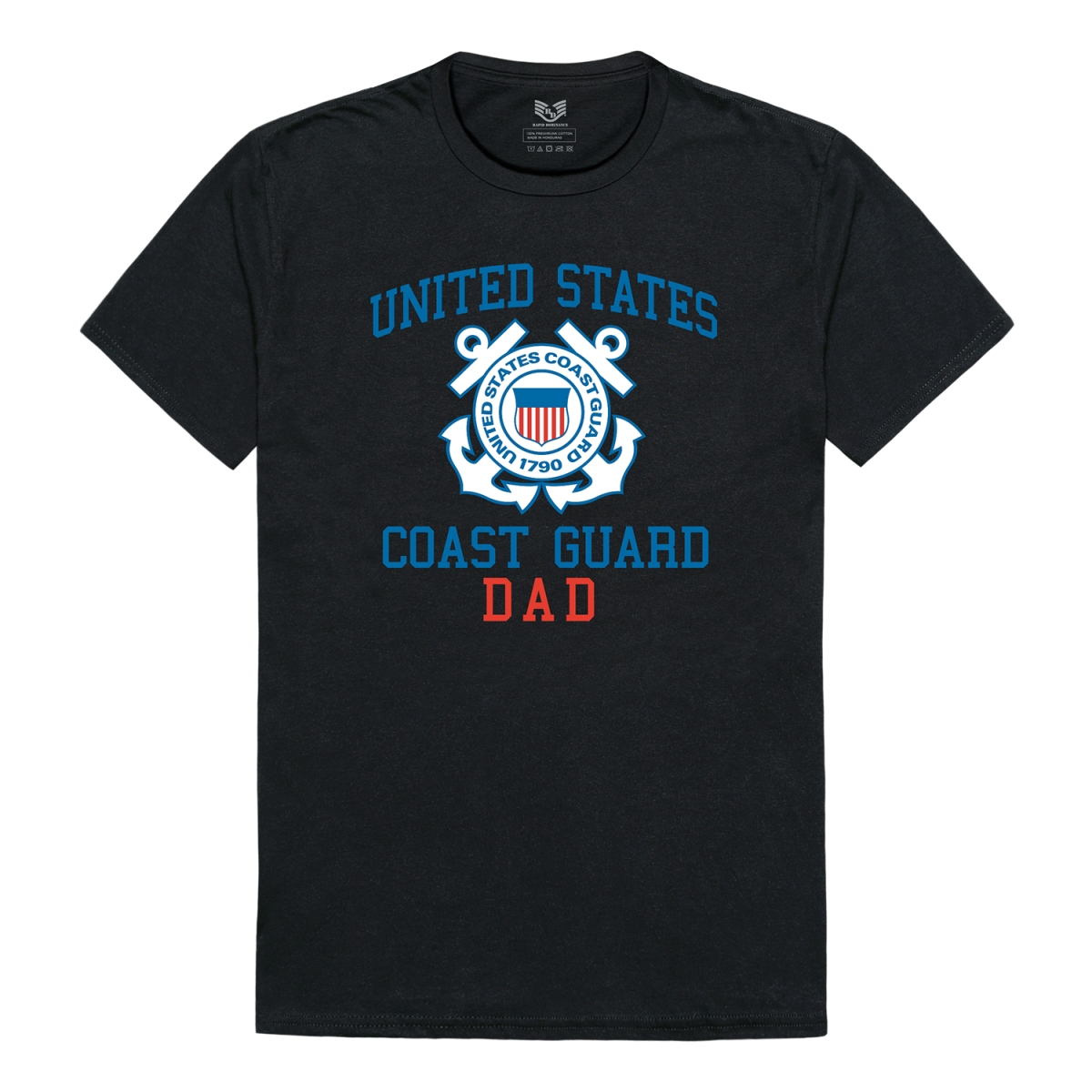 RS2-CG5-BLK-04 Relaxed Graphic US Coast Guard Dad Short Sleeve T-Shirt, Black - Extra Large