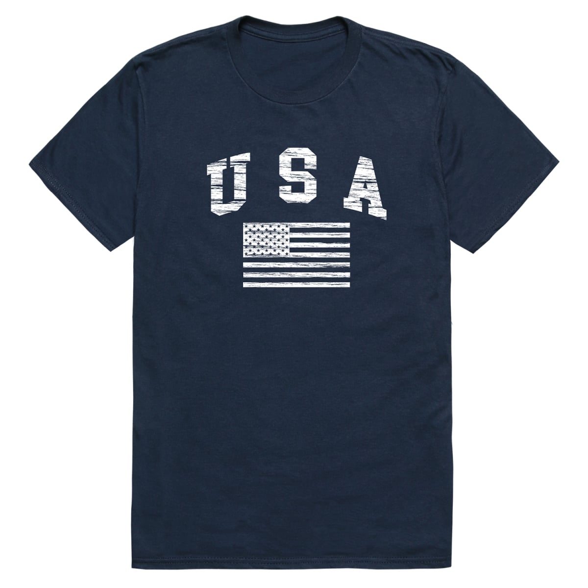RS6-US2-NVY-03 Distressed USA 2 Flag Short Sleeve T-Shirt, Navy - Large
