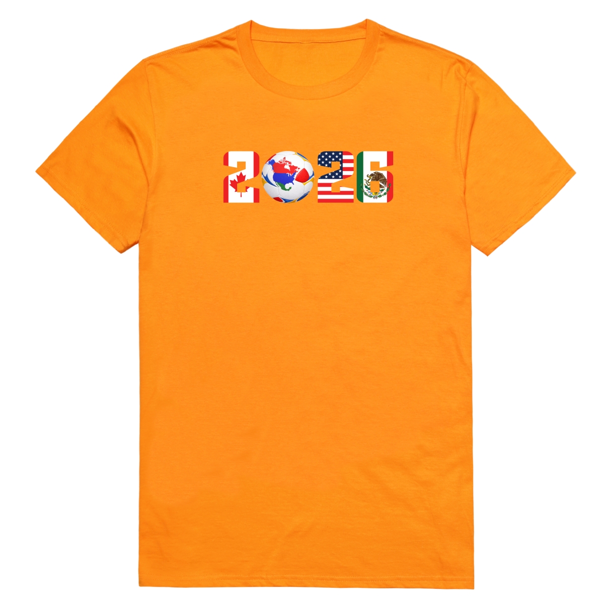 MD1-SB6-GLD-02 Soccer 2026 Flags Short Sleeve T-Shirt, Gold - Medium