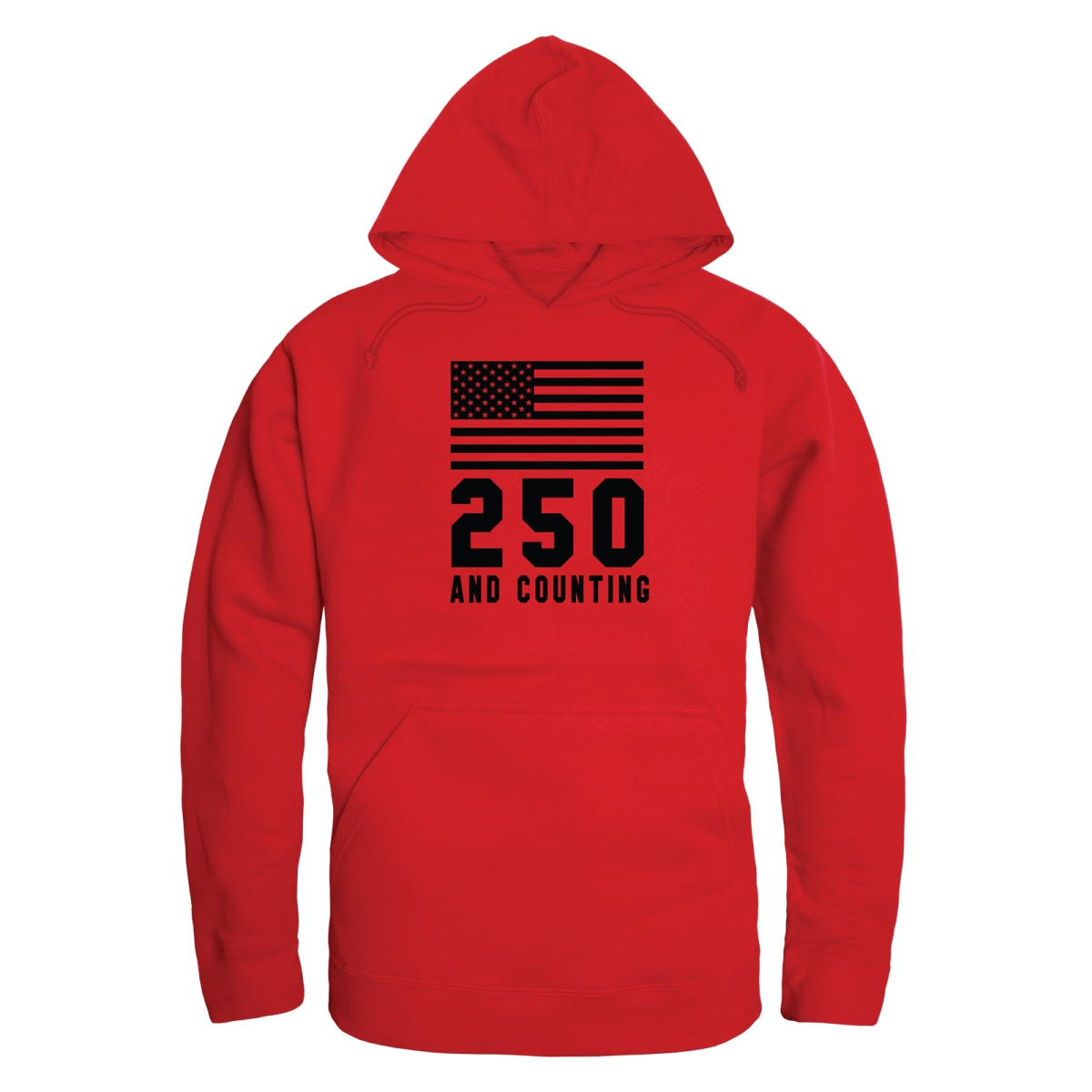AN4-255-RD2-02 America Anniversary 250 & Count Long Sleeve Hoodie, Red - Medium