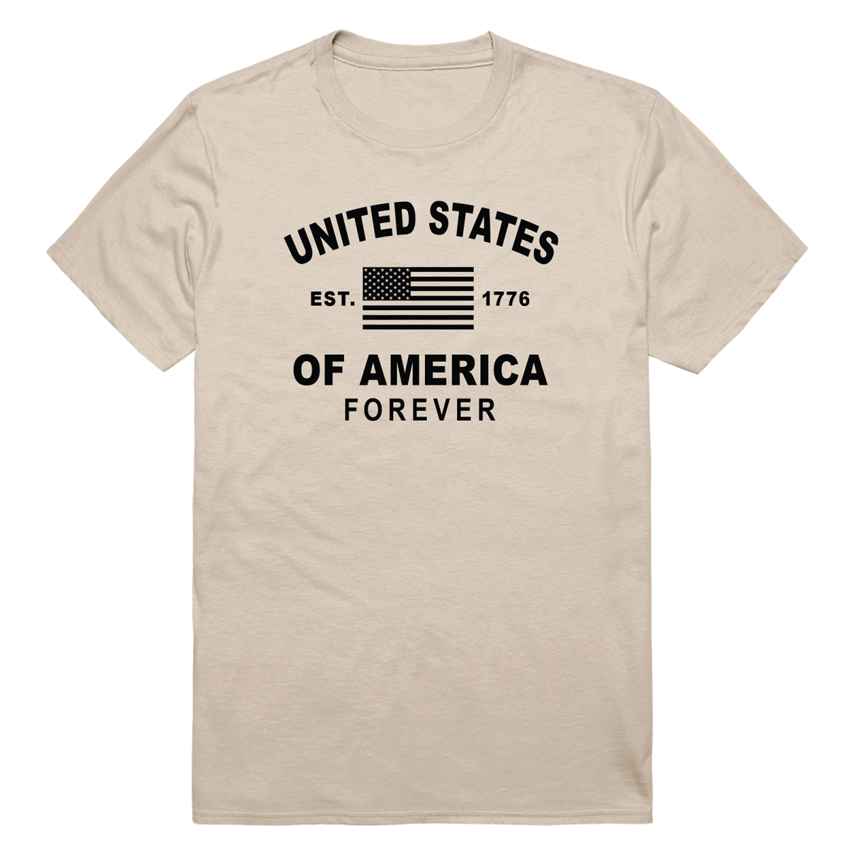 AN3-258-SND-02 America Forever Anniversary Short Sleeve T-Shirt, Sand - Medium
