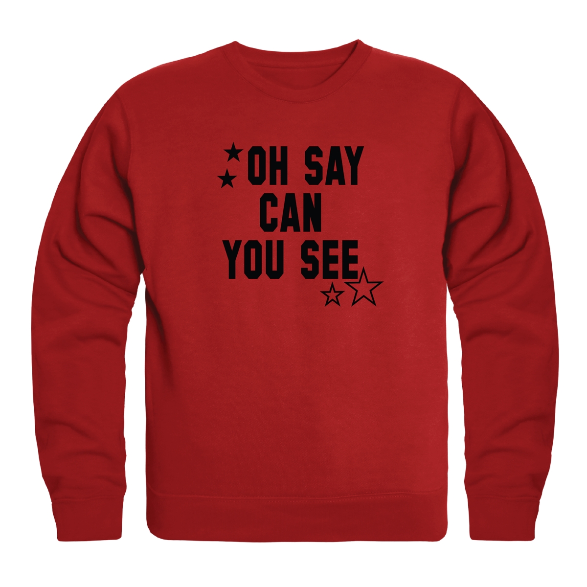 AN5-252-RD2-01 America Anniversary Oh Say Can You See Crewneck Long Sleeve T-Shirt, Red - Small