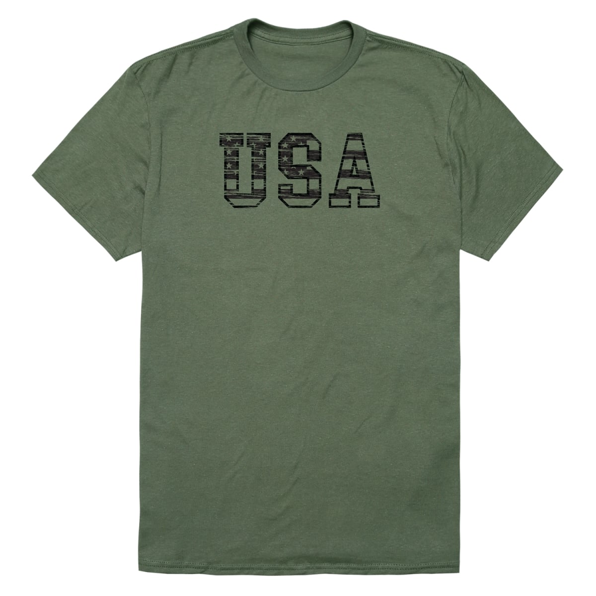 RS6-US3-OLV-01 Distressed USA 3 Short Sleeve T-Shirt, Olive - Small