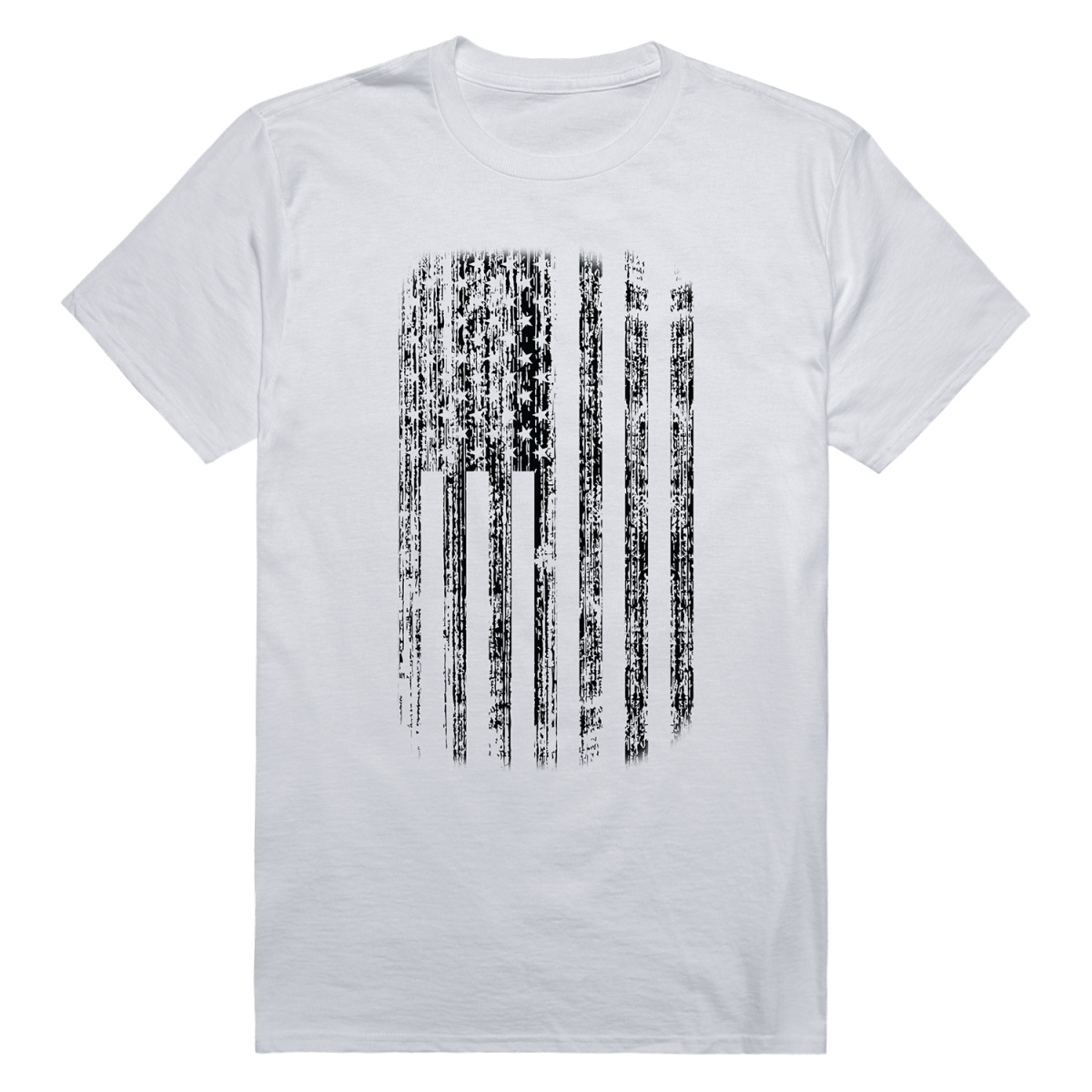RS8-USA-WH2-02 American Flag Distressed Short Sleeve T-Shirt, White - Medium