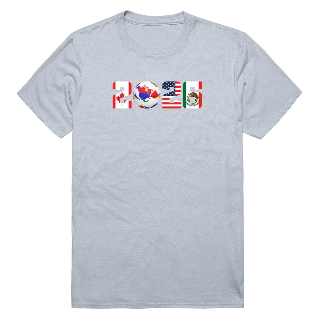 MD1-SB6-SIL-02 Soccer 2026 Flags Short Sleeve T-Shirt, Silver - Medium