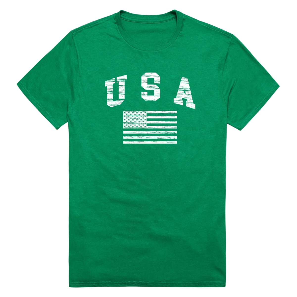 RS8-US2-KEL-02 Distressed USA Flag Short Sleeve T-Shirt, Kelly - Medium