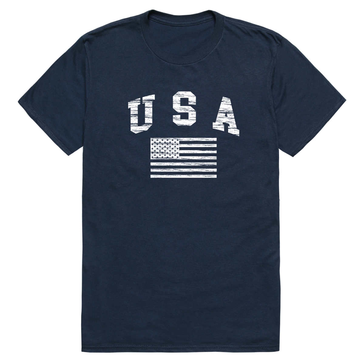 RS6-US2-NVY-02 Distressed USA 2 Flag Short Sleeve T-Shirt, Navy - Medium