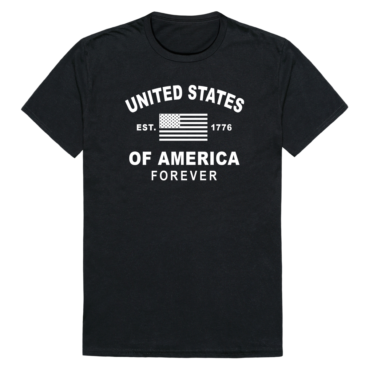 AN3-258-BLK-02 America Forever Anniversary Short Sleeve T-Shirt, Black - Medium