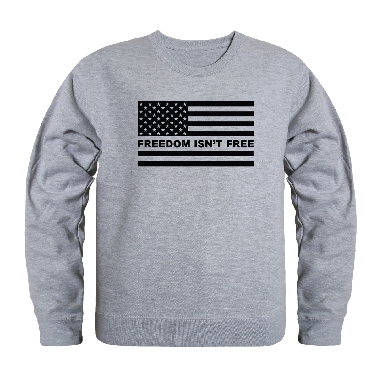 AN5-253-HGY-04 America Anniversary Freedom is Not Free Crewneck Long Sleeve T-Shirt, Heather Gray - Extra Large