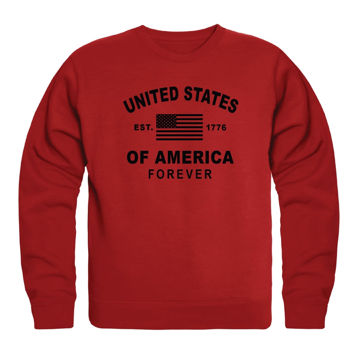 AN5-258-RD2-03 America Forever Anniversary Crewneck Long Sleeve T-Shirt, Red - Large