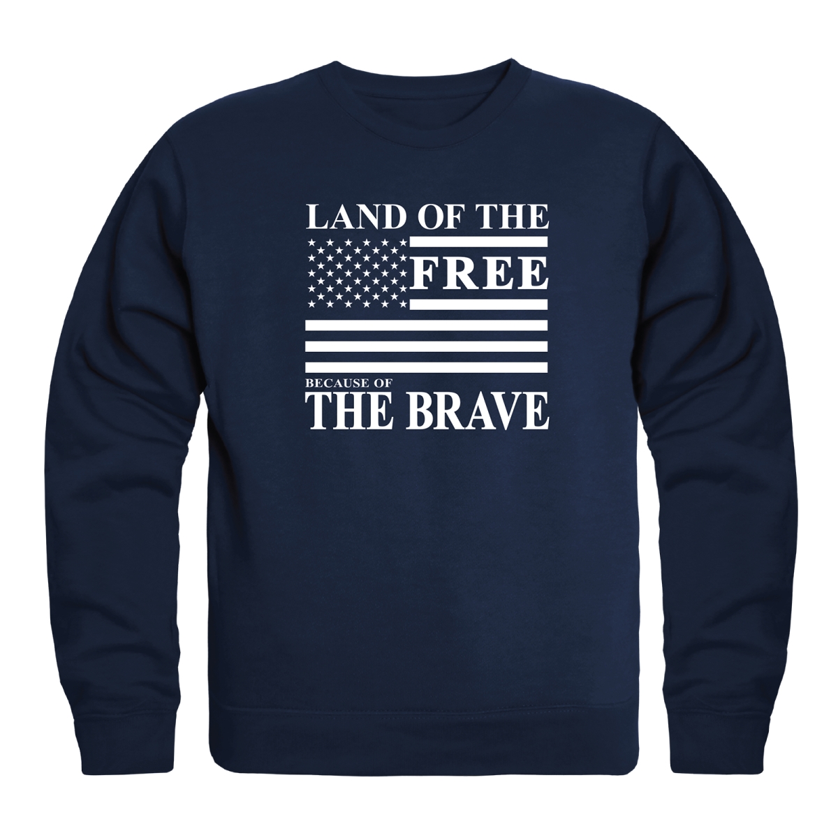 AN5-260-NVY-02 America Anniversary Land of the Free Crewneck Long Sleeve T-Shirt, Navy - Medium