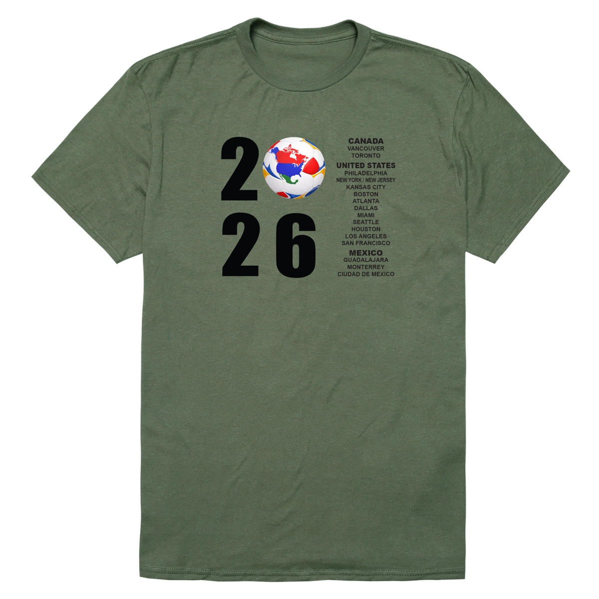 MD1-SB3-OLV-02 Soccer 2026 Short Sleeve T-Shirt, Olive - Medium