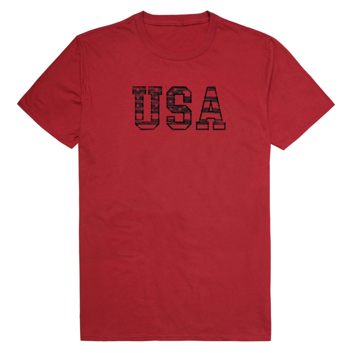 RS6-US3-CAR-02 Distressed USA 3 Short Sleeve T-Shirt, Cardinal - Medium