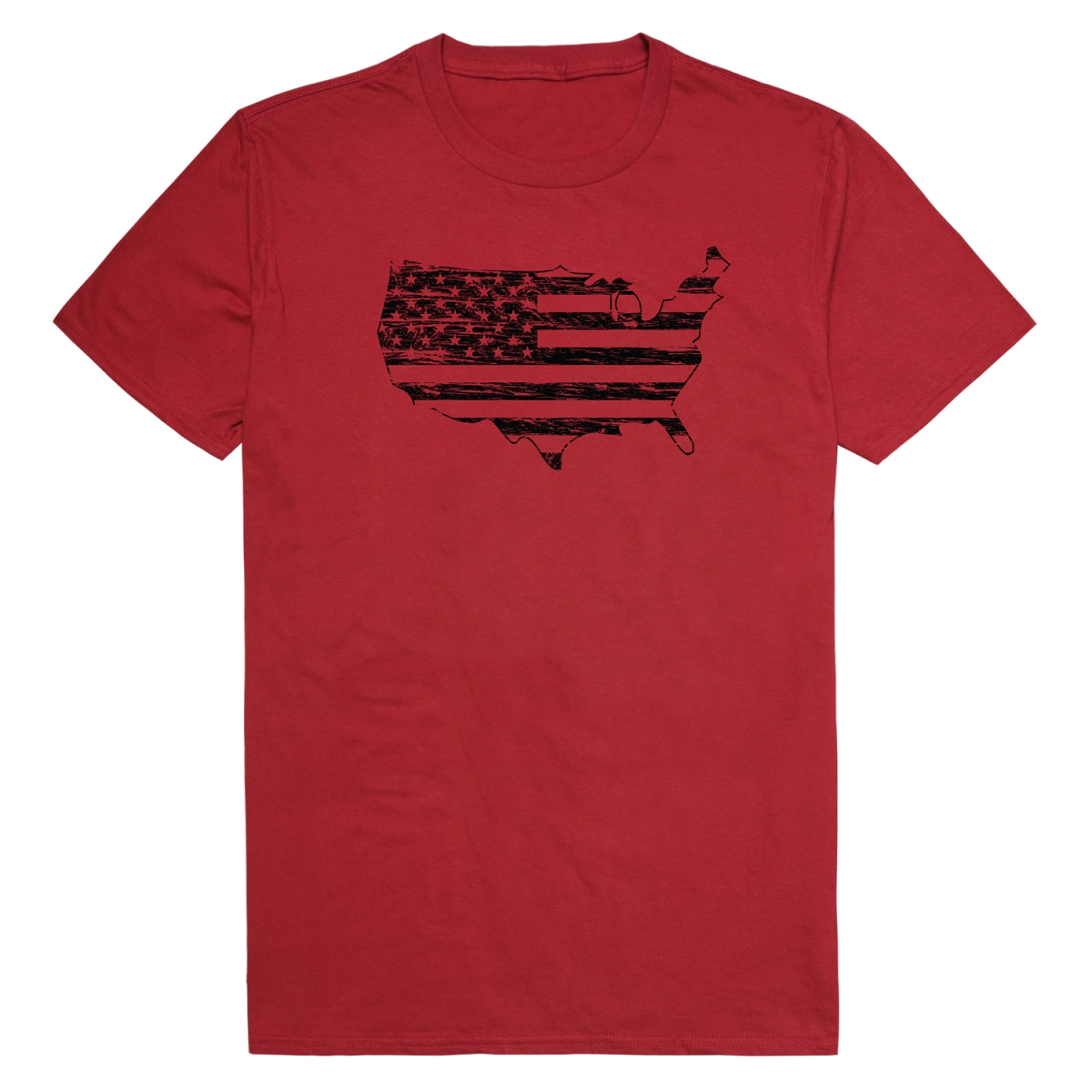 RS8-MAP-CAR-04 Distressed Map Short Sleeve T-Shirt, Cardinal - Extra Large