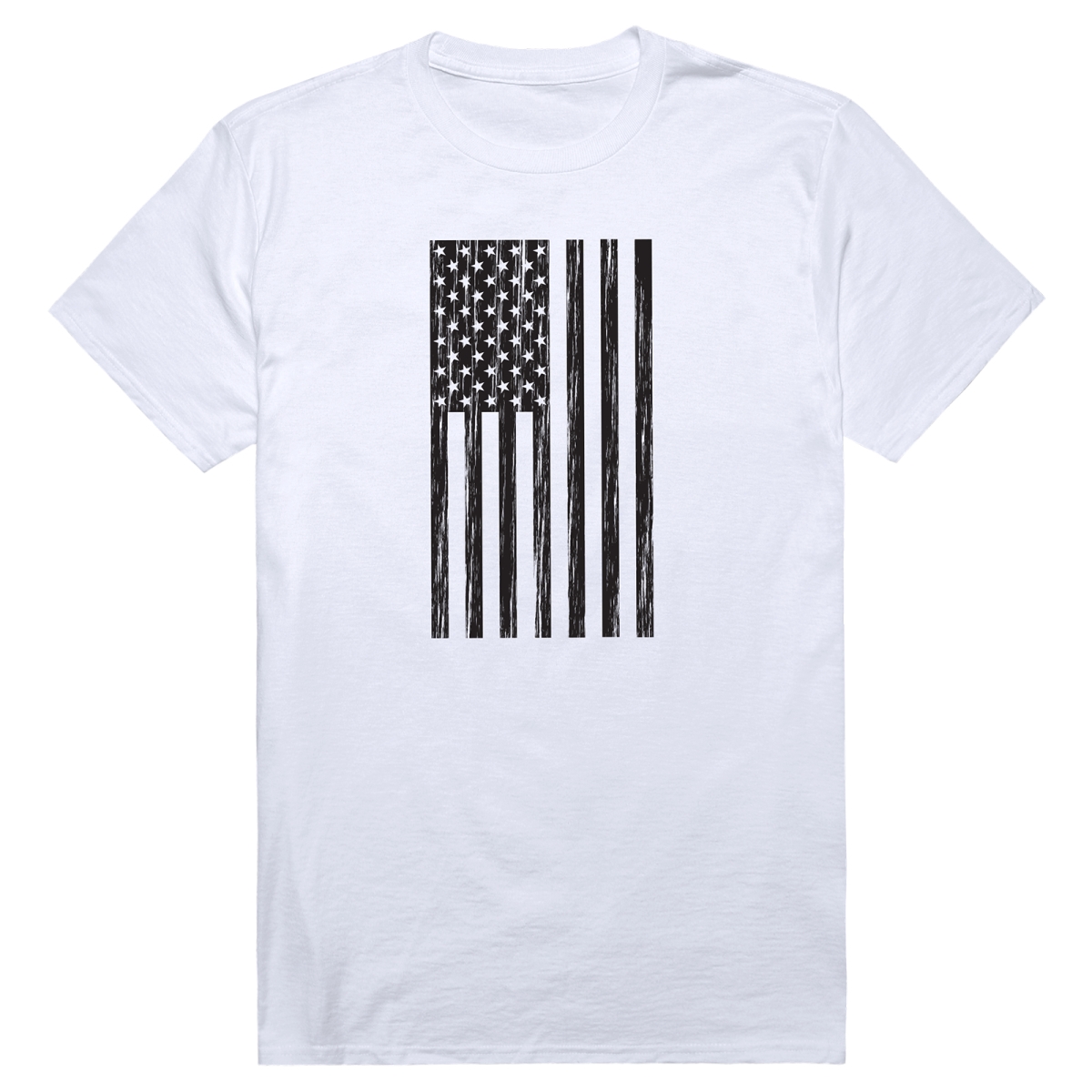 RT2-A06-WHT-02 Essential Graphic USA Flag Vertical Short Sleeve T-Shirt, White - Medium