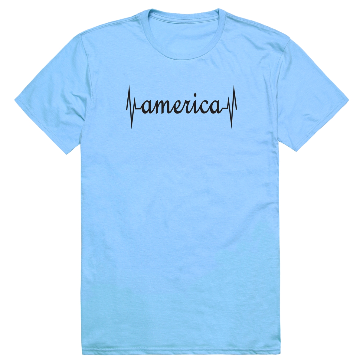 AM3-216-SKY-02 Basic America Heartbeat Short Sleeve T-Shirt, Sky Blue - Medium