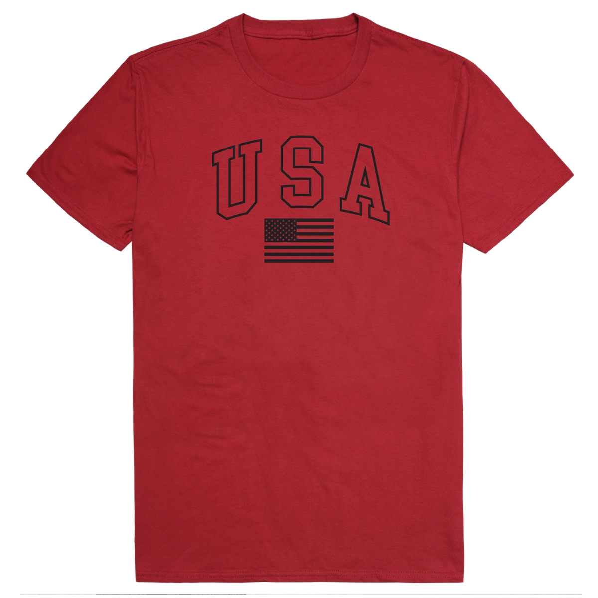 AM3-218-CAR-02 America Basic USA with Flag Short Sleeve T-Shirt, Cardinal - Medium