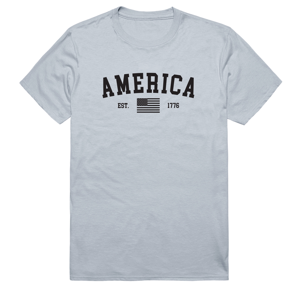 AM3-219-SIL-02 Basic America Est. 1776 Short Sleeve T-Shirt, Silver - Medium