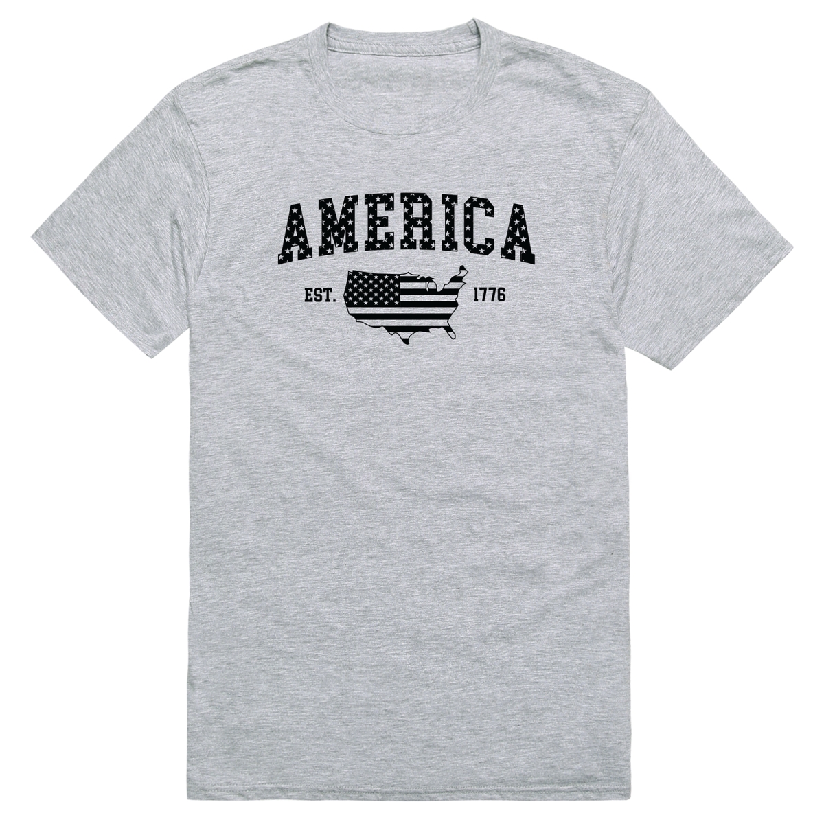 AM3-226-HGY-03 Basic America 1776 Short Sleeve T-Shirt, Heather Gray - Large