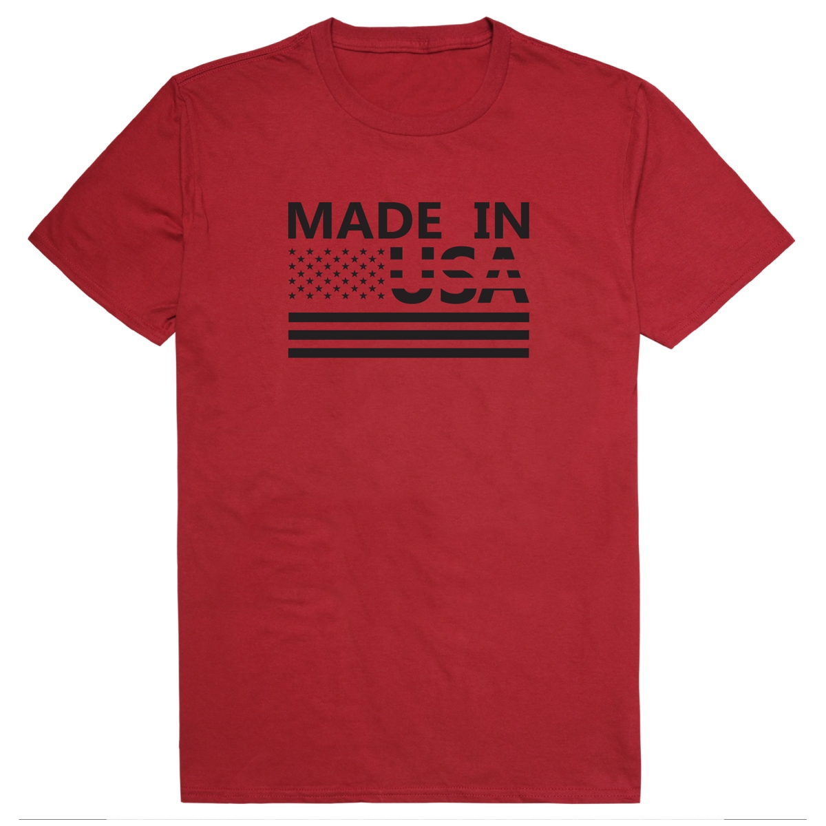 AM3-215-CAR-02 America Basic Made in USA Short Sleeve T-Shirt, Cardinal - Medium