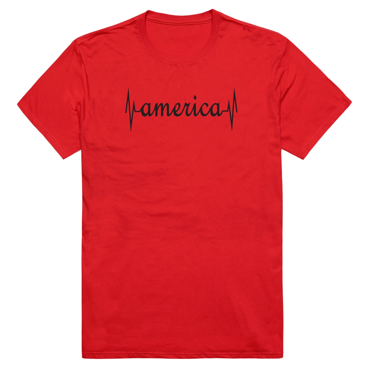AM3-216-RED-01 Basic America Heartbeat Short Sleeve T-Shirt, Red - Small