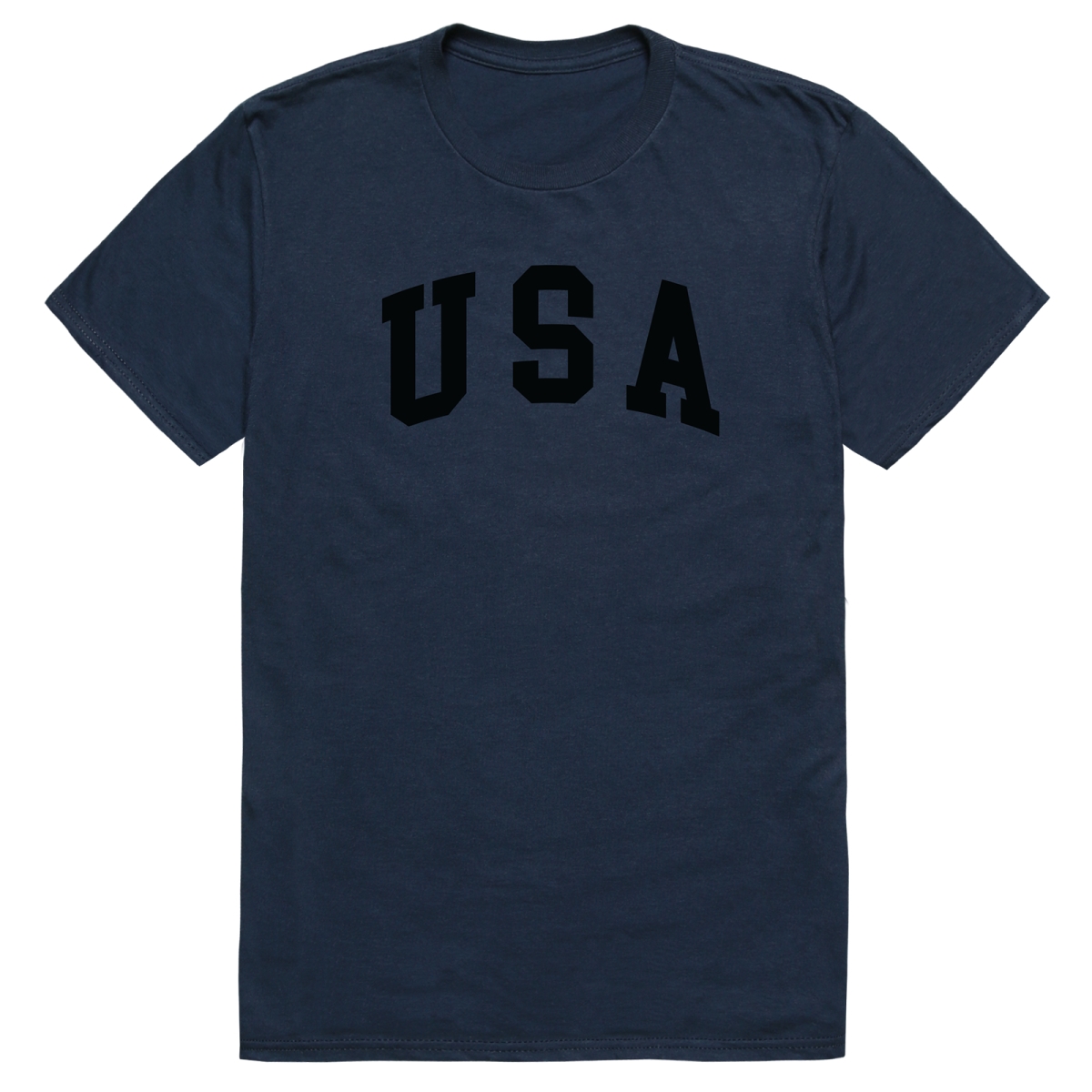 AM3-217-NVY-01 America Basic USA Text Short Sleeve T-Shirt, Navy - Small